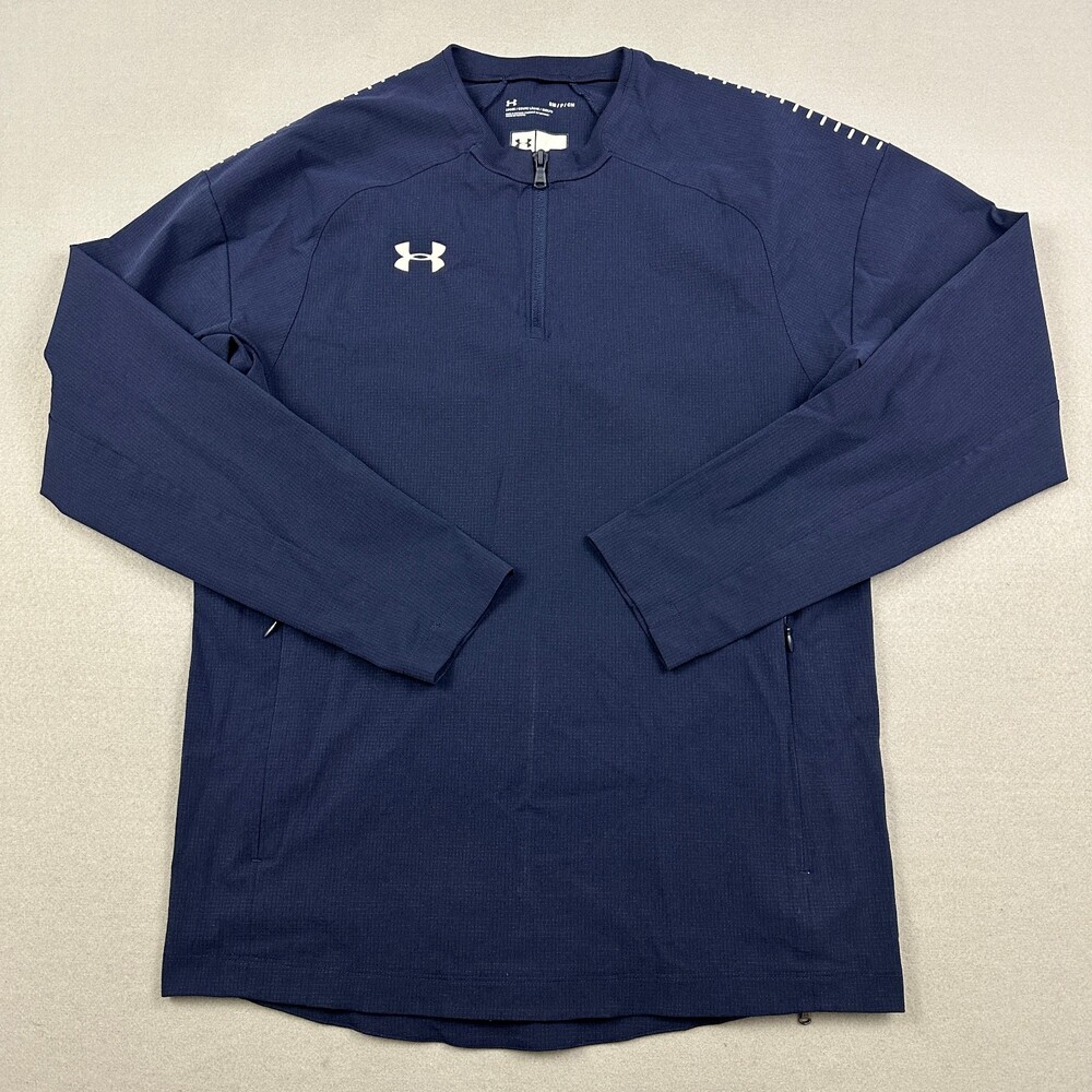 Under Armour Jacket Men Small Blue Solid 1/4 Zip Baseball Lightweight S